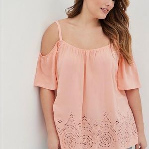 Challis eyelet border cold shoulder top